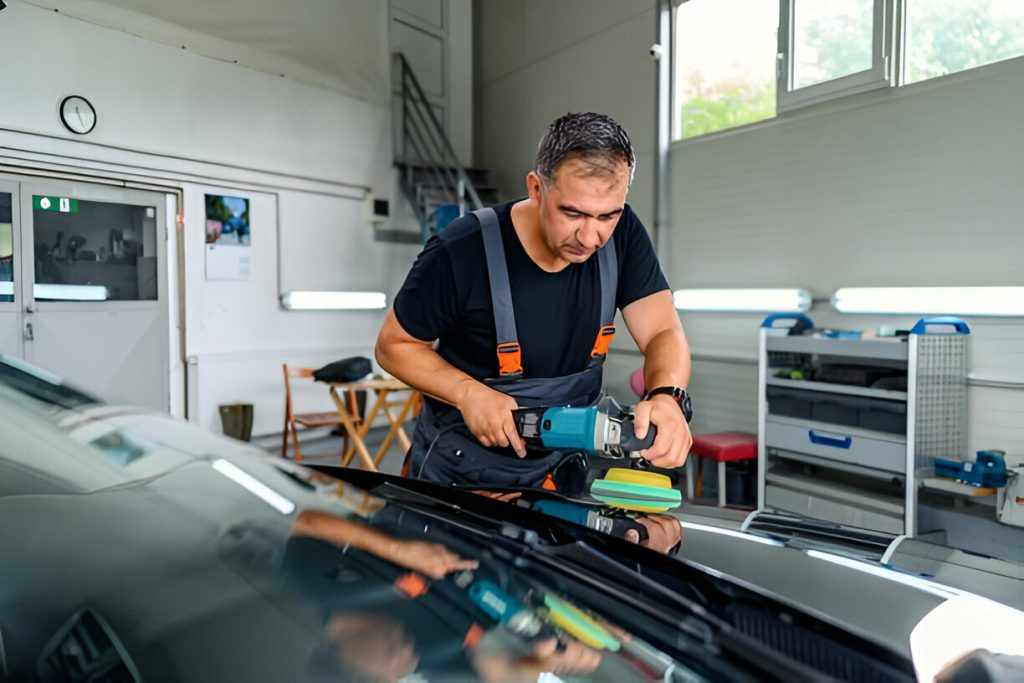 A car dealership preparing used cars with PDR before resale."